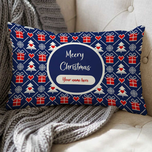 Personalized Printed Merry Christmas Pillow - Uncommongifts.in